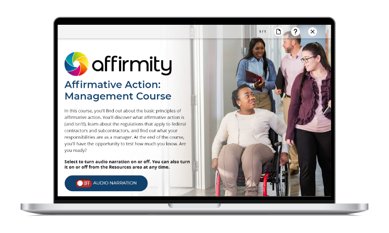 Compliance & ESG Affirmative Action Management course screen shot